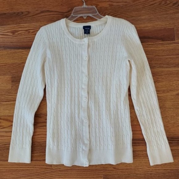 BASIC EDITIONS IVORY BUTTON UP SWEATER SIZE S - Picture 1 of 5